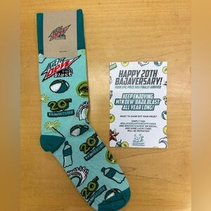 New Mtn Dew Baja Blast 20th Bajaversary Socks - Exclusive Mountain Dew